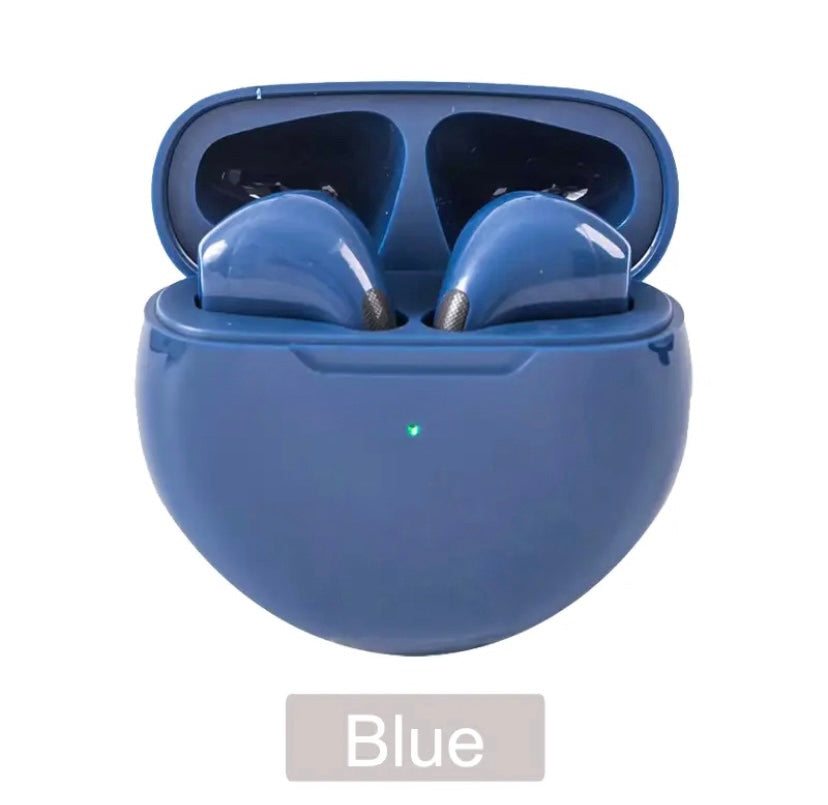 alt=“écouteurs AirPods de couleur bleu”