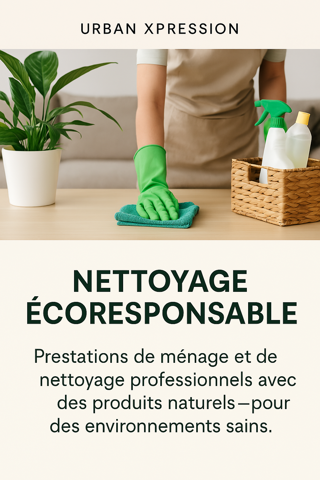 Nettoyage écoresponsable par Urban Xpression avec produits écologiques, Île-de-France, Normandie, Oise.