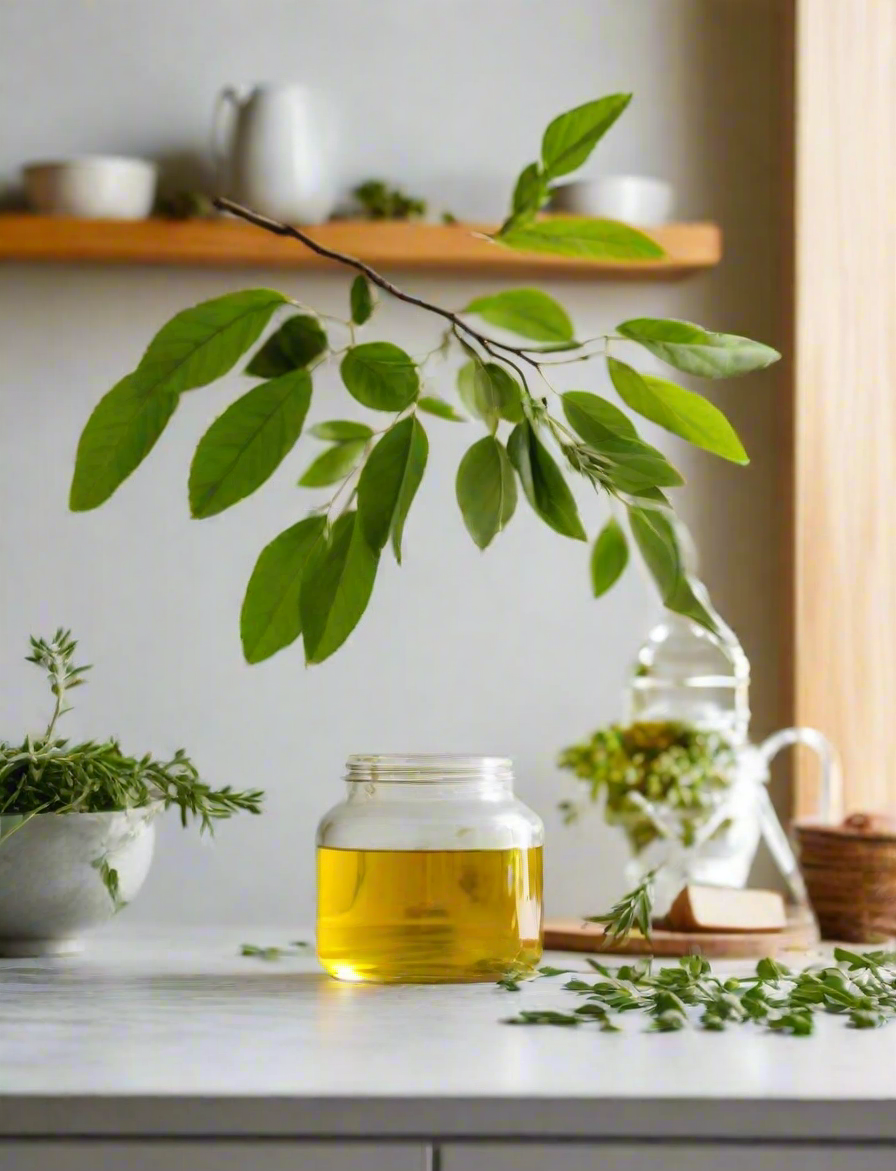 Feuilles de tisane minceur Gang Tea avec infusion de ziziphus sur une table.